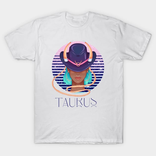 Taurus Zodiac Sign | Circle Beautiful Girl T-Shirt by Violete Designs